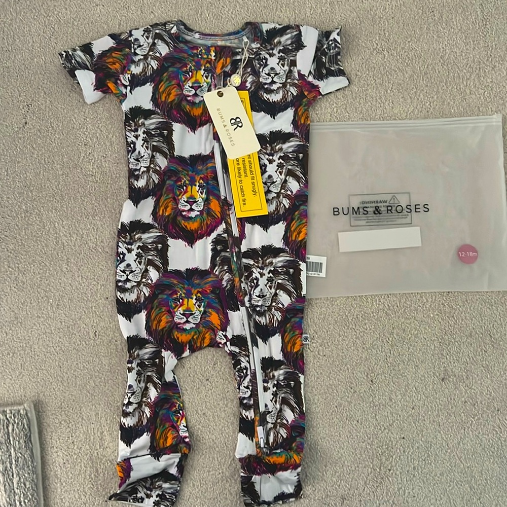 NWT Bums and Roses Bamboo Zipper Onesie